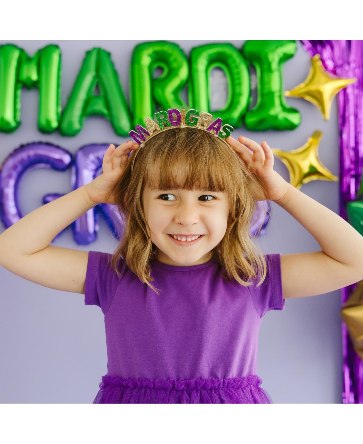 Sweet Wink Little and Big Girls Mardi Gras Tiara Headband