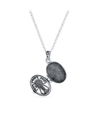 Religious Cross Prayer Box Locket Necklace Pendant Holder Sterling Silver