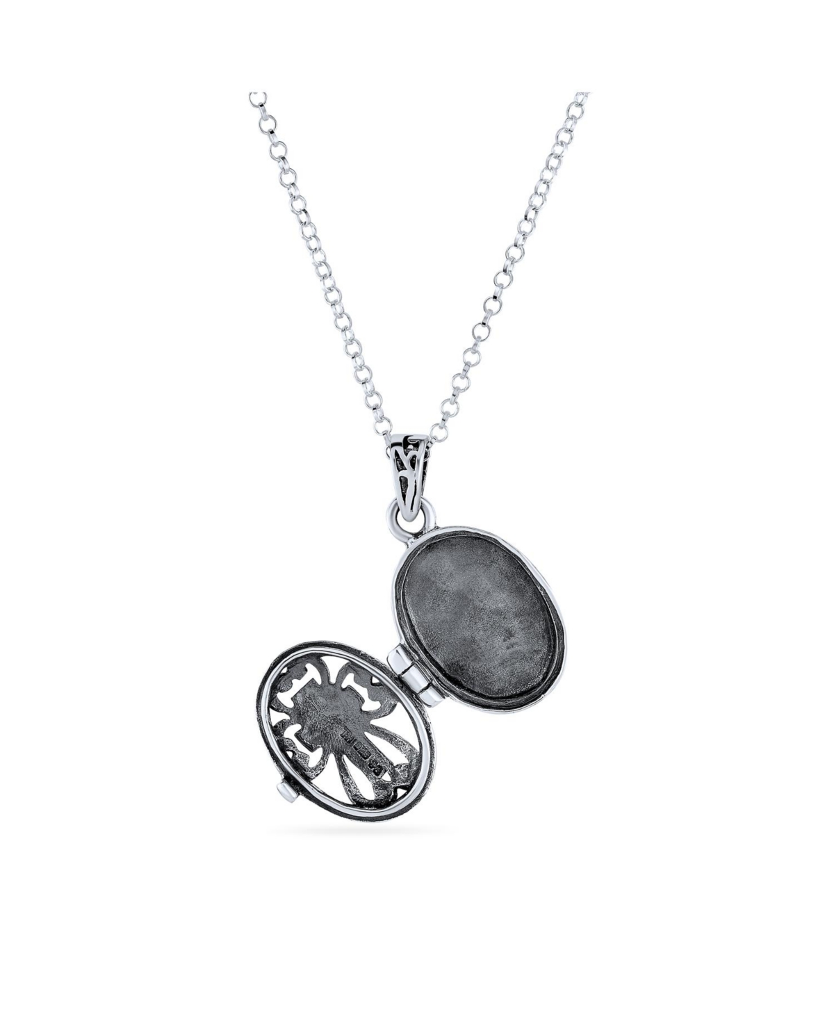 Bling Jewelry Religious Cross Prayer Box Locket Necklace Pendant Holder Sterling Silver