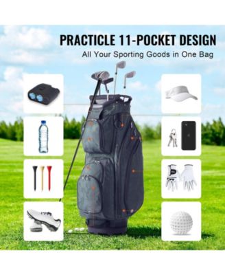 Golf Cart Bag, 14-Way Divider Top, 36", 11 Pockets, Premium Nylon, Handles, Dust Cover & Detachable Straps