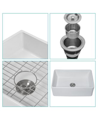 Farmhouse Sink Ceramic Porcelain Reversible Apron Front Single Bowl