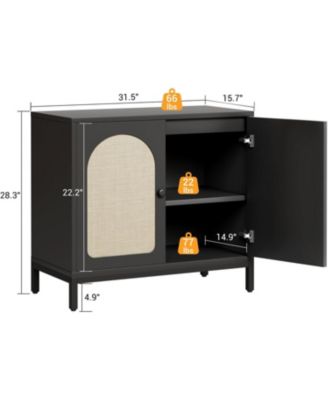 Rattan Sideboard Buffet Cabinet, Kitchen Storage Cabinet with Adjustable Shelf for Living Room, Hallway