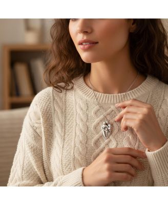 Loving Family Child Father Mother Necklace Pendant .925 Sterling Silver