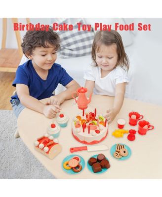 82-Piece Birthday Cake Playset for Kids with Light-Up Candle, Music & Cuttable Cake
