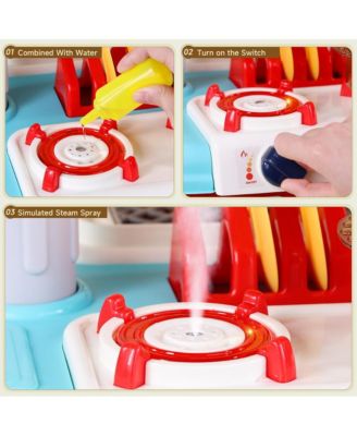 Kids Kitchen Playset with Light, Sound & Spray Functions for Realistic Pretend Play