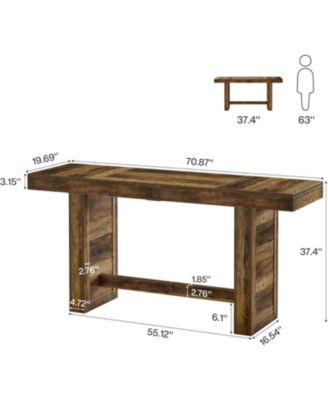 70.9-Inch Extra Long Bar Table, Farmhouse Bar Height Table with Footrest, Rectangular Counter Height Pub Table, Home Bar Unit