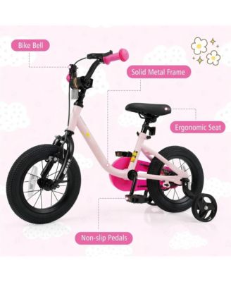 Kids Adjustable Training Bicycle with Dual Brake System Rubber Tires and Safety Features