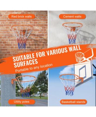 Basketball Rim Replacement, 18", Wall/Door Mount, Heavy-Duty Flex Rim w/ Net, Indoor/Outdoor
