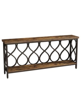 70.9" Long Console Table, 2-Tier Industrial Sofa Table Behind Couch, Narrow Entryway Accent Tables for Hallway, Foyer