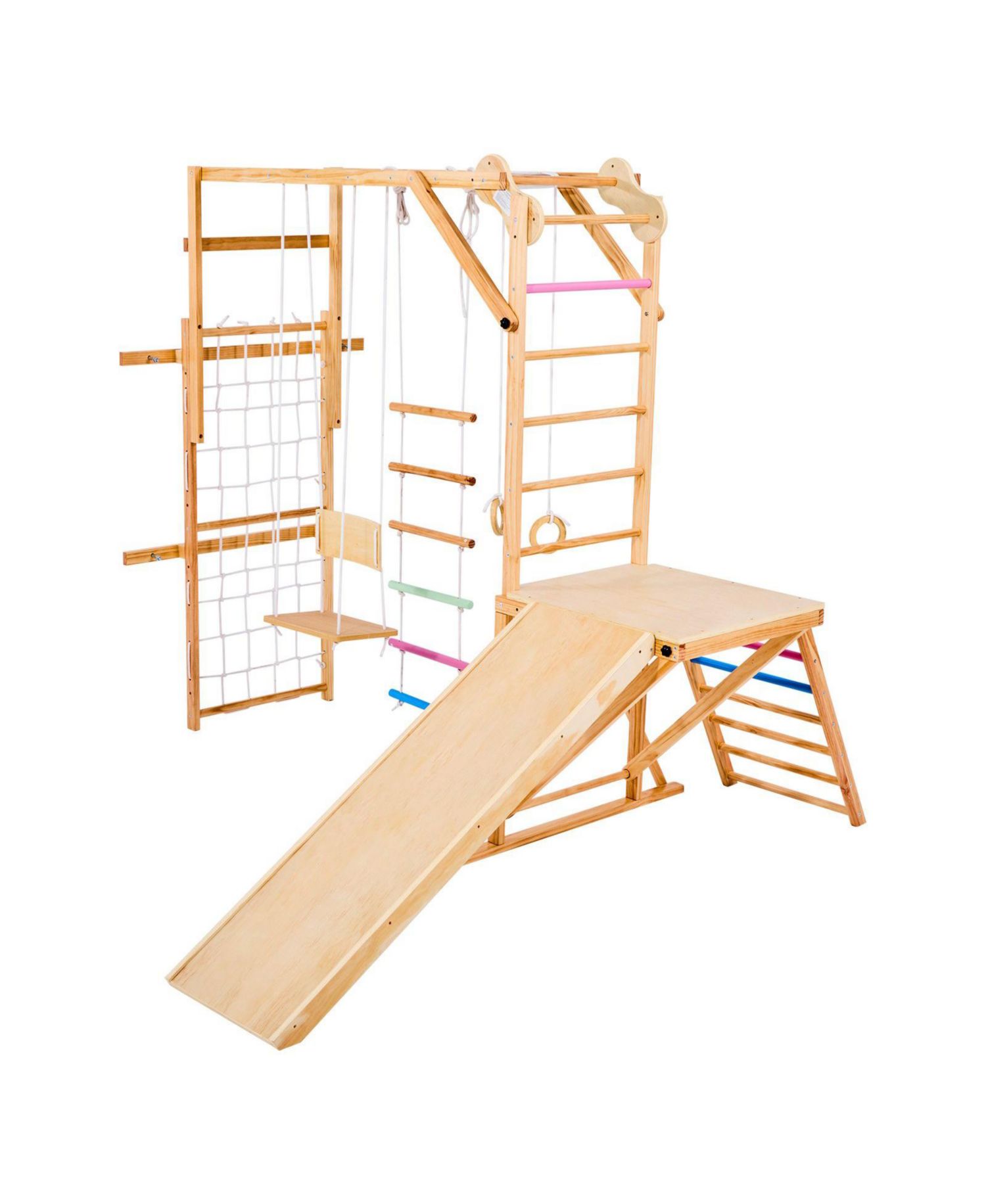 8-in-1 Wooden Indoor Playground Jungle Gym
