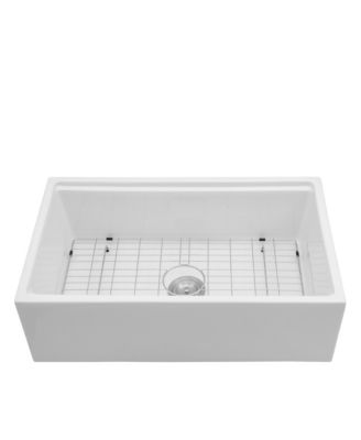 30x20x10inch White Farmhouse Sink Porcelain Ceramic Single Bowl Workstation Kitchen Sink