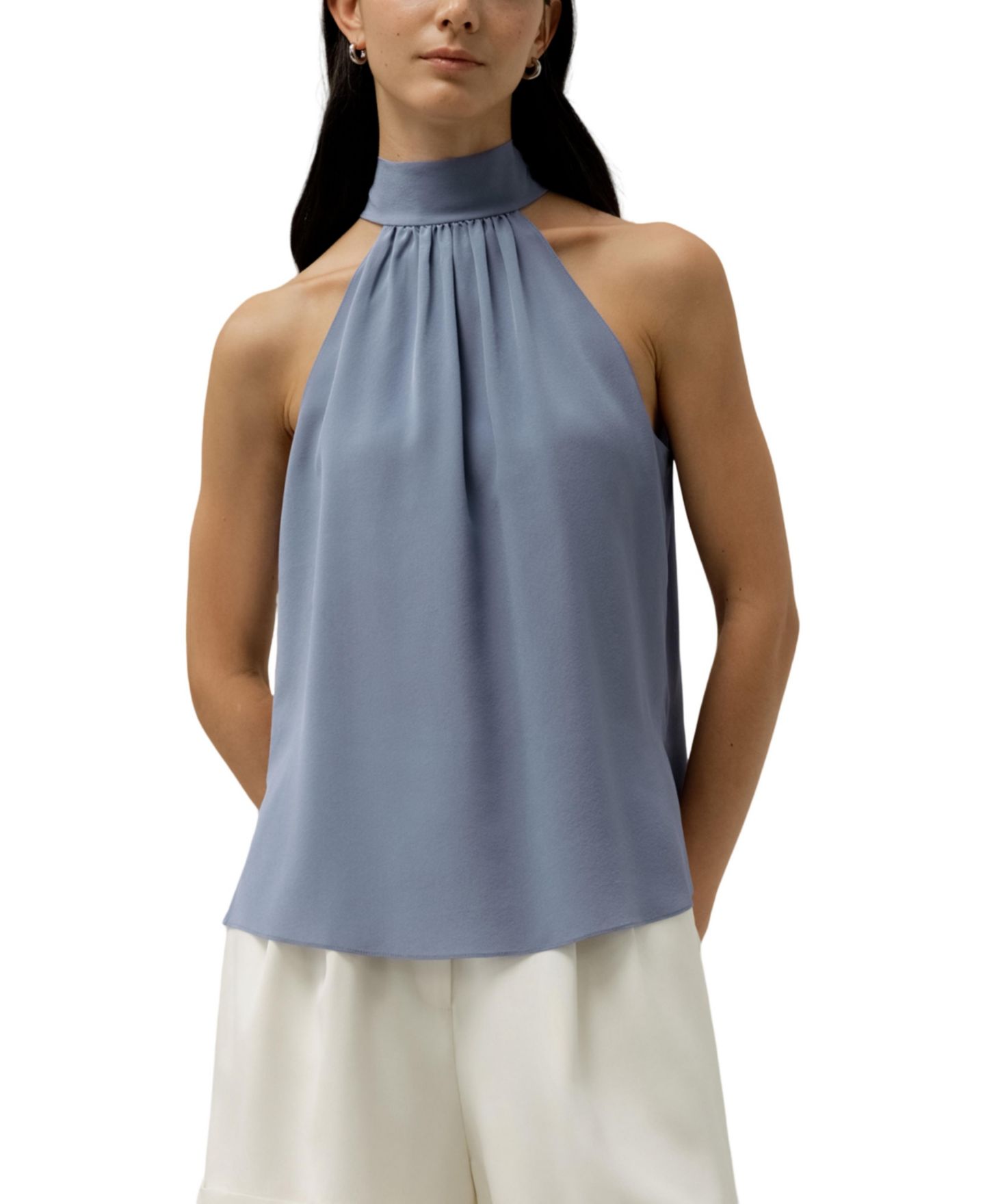Женский топ LILYSILK Halter Neck, цвет: Синий — фото 1