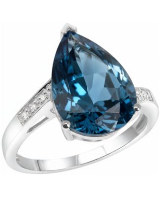 London Blue Topaz (6 ct. t.w.) & Diamonds Accent Ring in Sterling Silver
