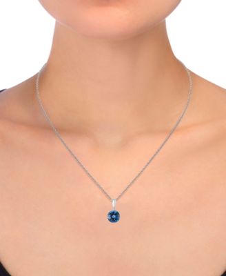 London Blue Topaz (2 ct. t.w.) Pendant Necklace in 14k White Gold