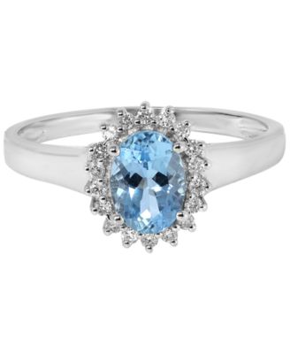 Aquamarine (5/8 ct. t.w.) & Diamond (1/8 ct. t.w.) Ring in 14k White Gold