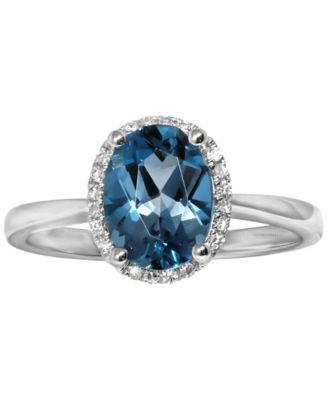 London Blue Topaz (2 ct. t.w.) & Diamond (1/20 ct. t.w.) Ring in 14k White Gold