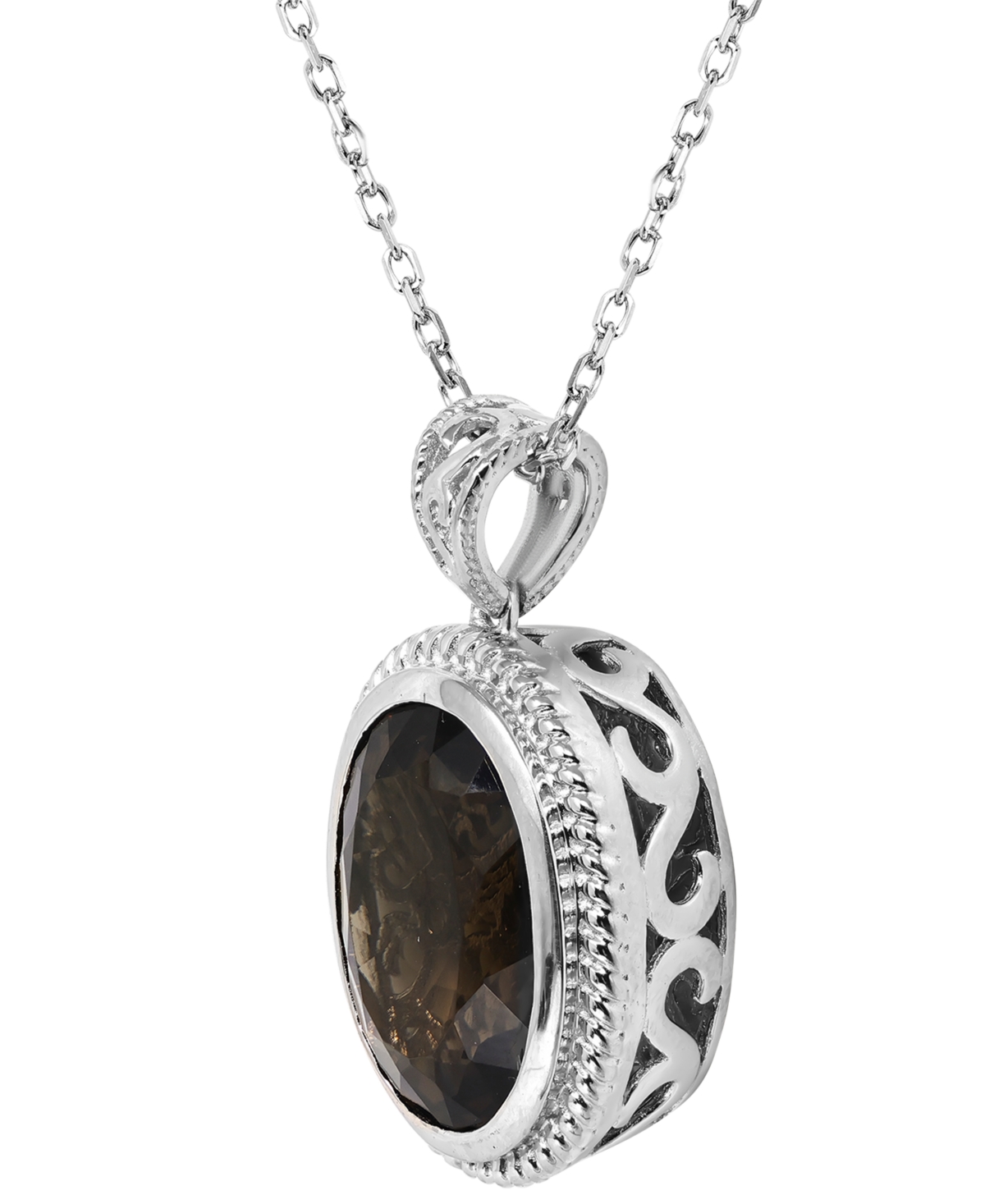 Macy's Smoky Quartz (10 ct. t.w.) Pendant Necklace in Sterling Silver
