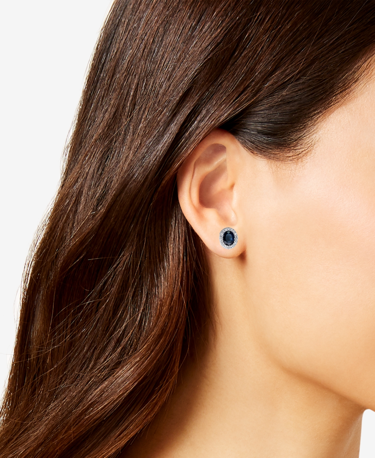 Macy's Sapphire (7/8 ct. t.w.) & Diamond (1/10 ct. t.w.) in 14k White Gold