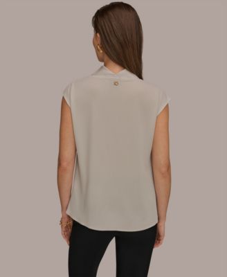 Women's Mixed Media Cowl Neck Top