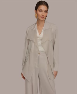 Women's Mixed Media Collared Neck Jacket