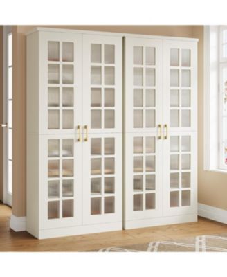 71-Inch Tall Shoe Cabinet with Doors Set of 2, 8-Tier Shoe Storage Cabinet with Adjustable Shelves, Modern Shoe Organizer Shoe Rack Cabinet