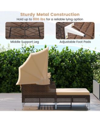 Patio Chaise Lounge Chair with 6-Level Adjustable Backrest