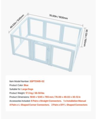Dog Whelping Box, 76 x 49 x 30 in Plastic Whelping Pen for Large Dogs, Waterproof w/ Clear Windows, Door Lock, Easy-Clean Indoor Birth Kit