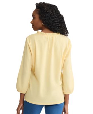 Women's 3/4-Sleeve Smocked Shoulder Top