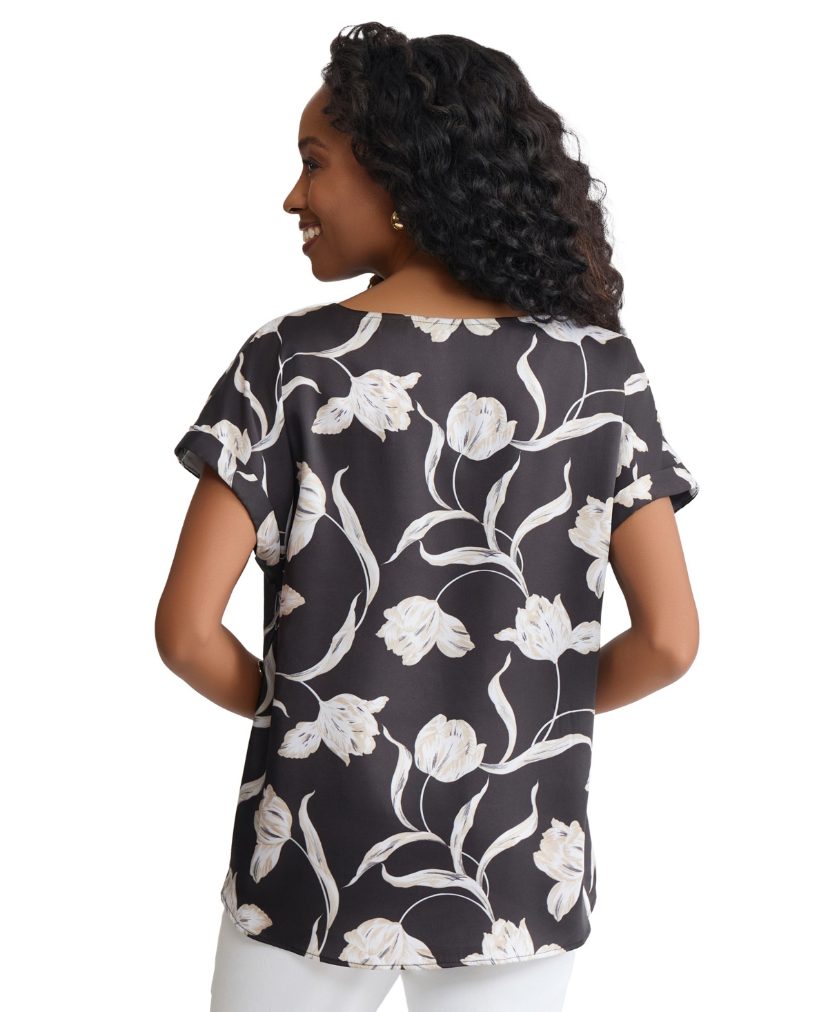 Jones New York Women's Boat Neck Short-Sleeve Top