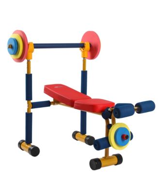 Kids Weight Bench Set with 35" Bench & Adjustable Headrest, Multicolor