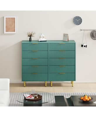 Modern Fluted Drawer Dresser Wood Chest of Drawers with Metal Handles and Legs, Storage Organizer Cabinet