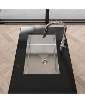 30inch Drop In Undermount Single Bowl Brushed Nickel 304 Stainless Steel Kitchen Sink LS SSBR05 with US Standard Drain and Hook