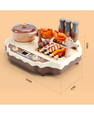 36-Piece Grill & Cook Playset for Kids with Realistic Mist Spray & Sizzle Sound for Pretend BBQ