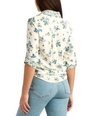 Juniors' Printed Collared Shirt