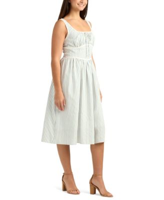 Juniors' Striped Square Neck Midi Dress