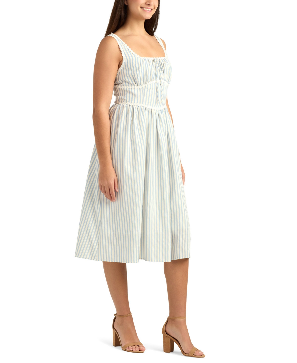 Bcx Juniors' Striped Square Neck Midi Dress