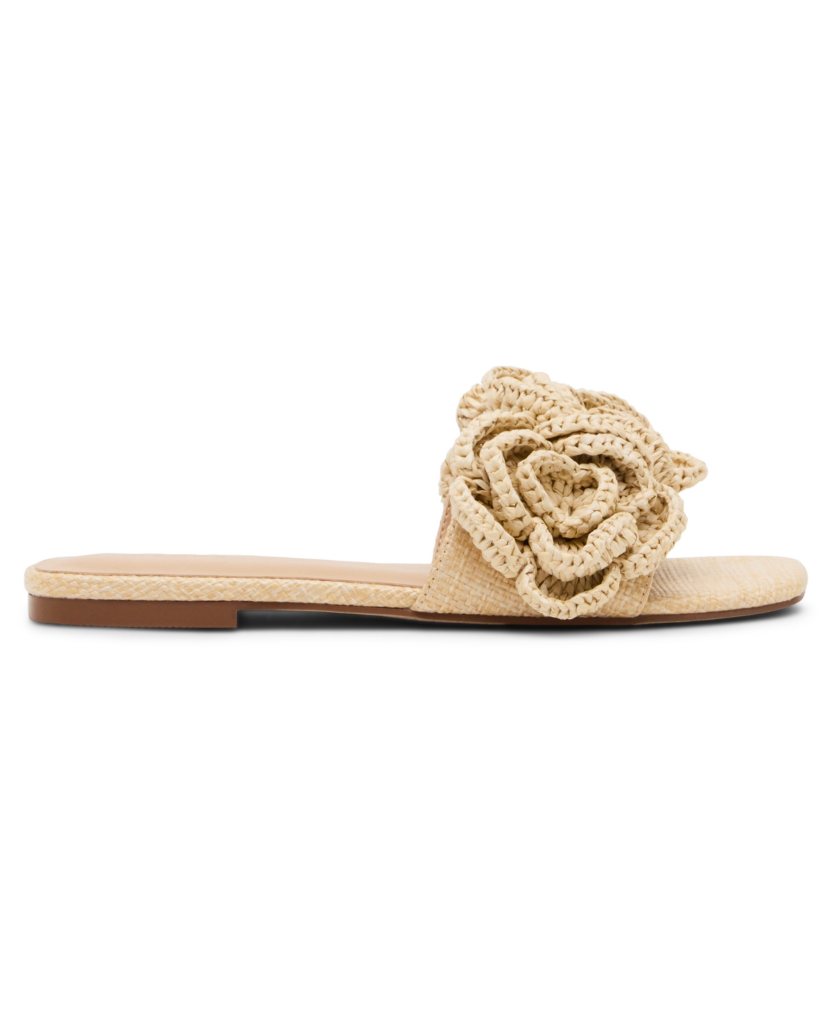 Madden Girl Women's Marisol Raffia Flower Slide Sandals