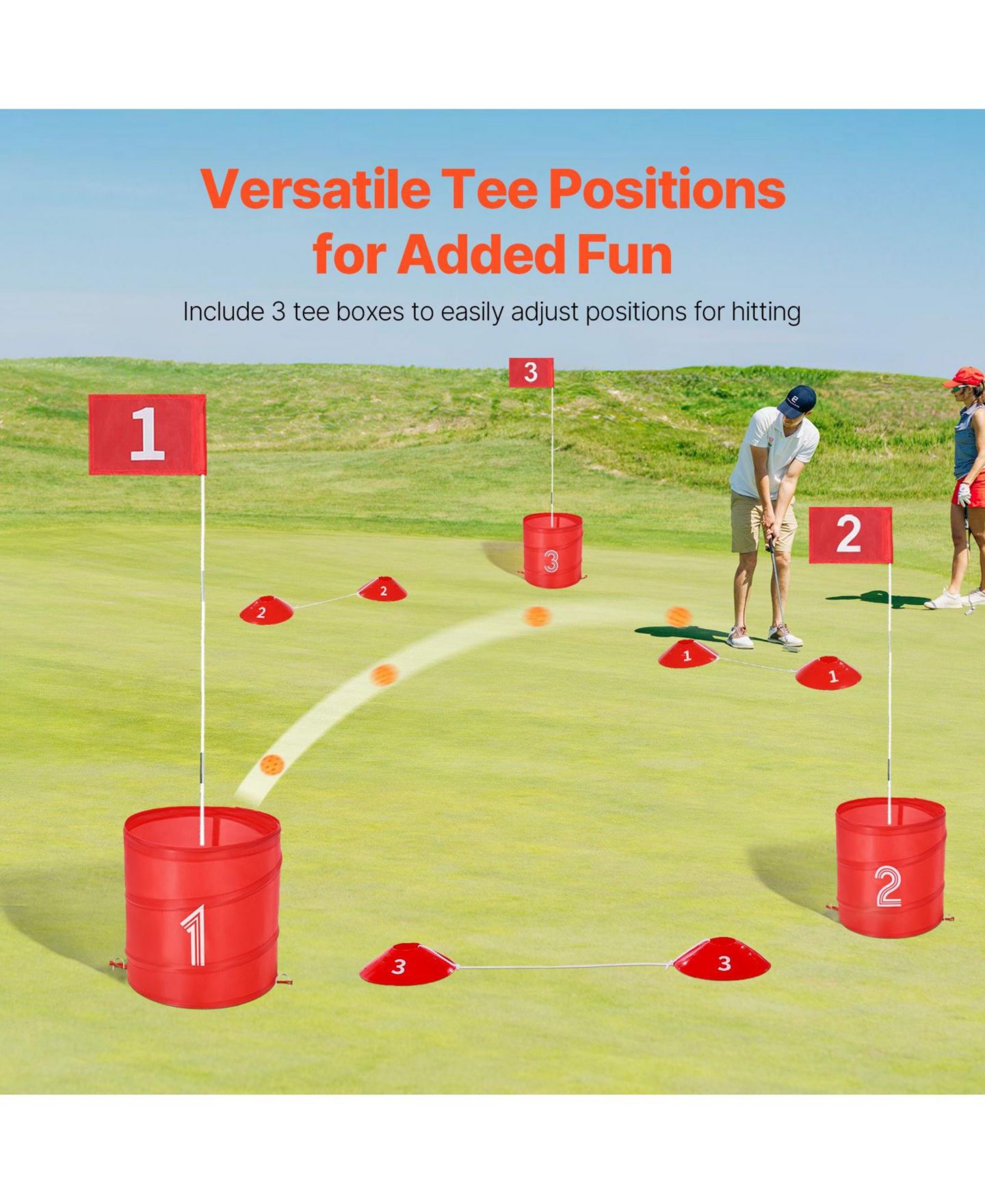 Детские игрушки HONGGE Portable Nine-Hole Golf Yard Game Set with Adjustable Tee Positions, Ages 6+, цвет: Красный — фото 8