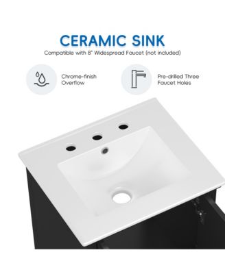 20 in. Bathroom Vanity Bathroom Cabinet with Sink, Two Doors, Magnetic Door Stopper and Adjustable Foot Pads