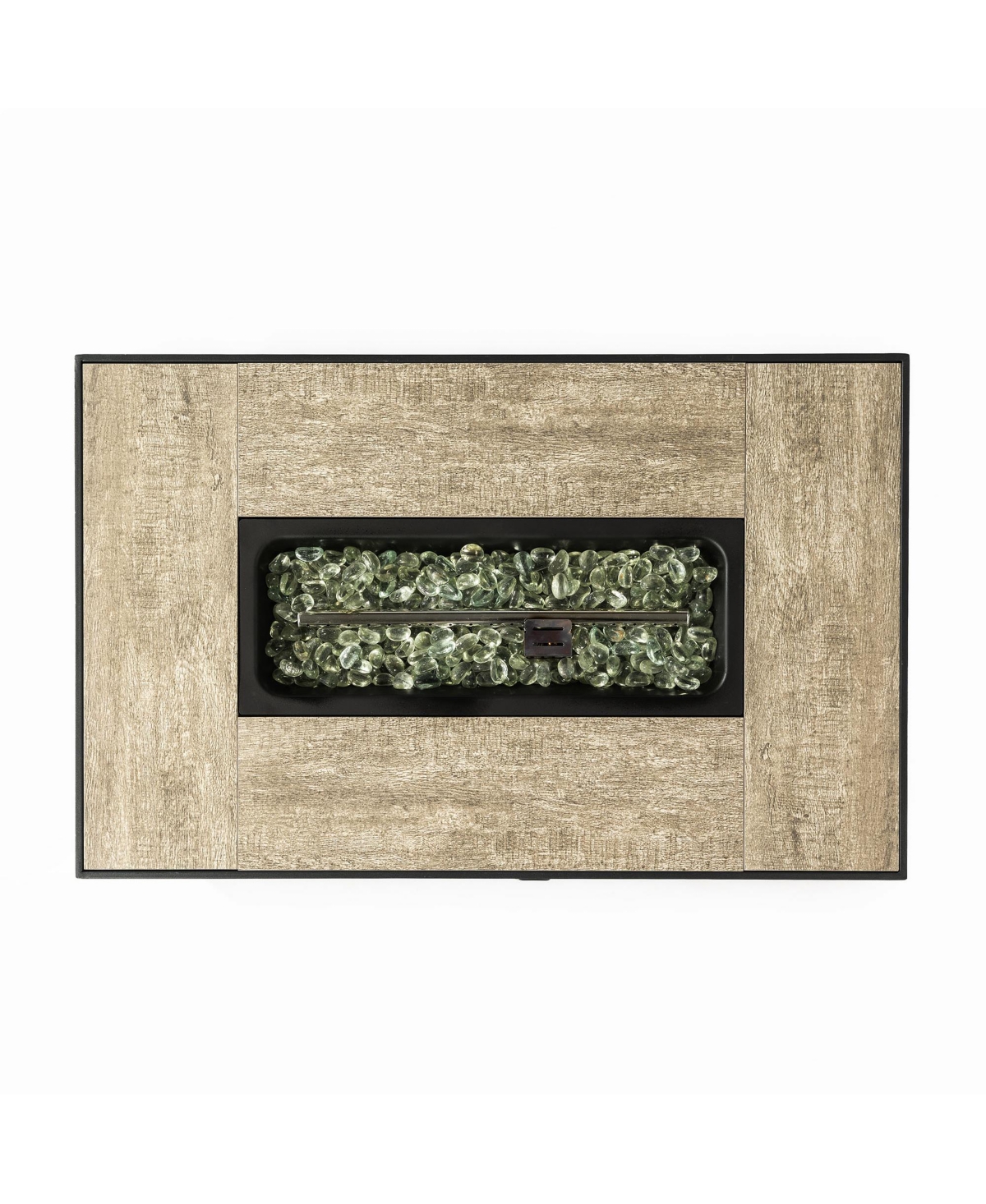 Flynama Rattan Fire Pit Table with Tank Holder and Ceramic Tile Tabletop