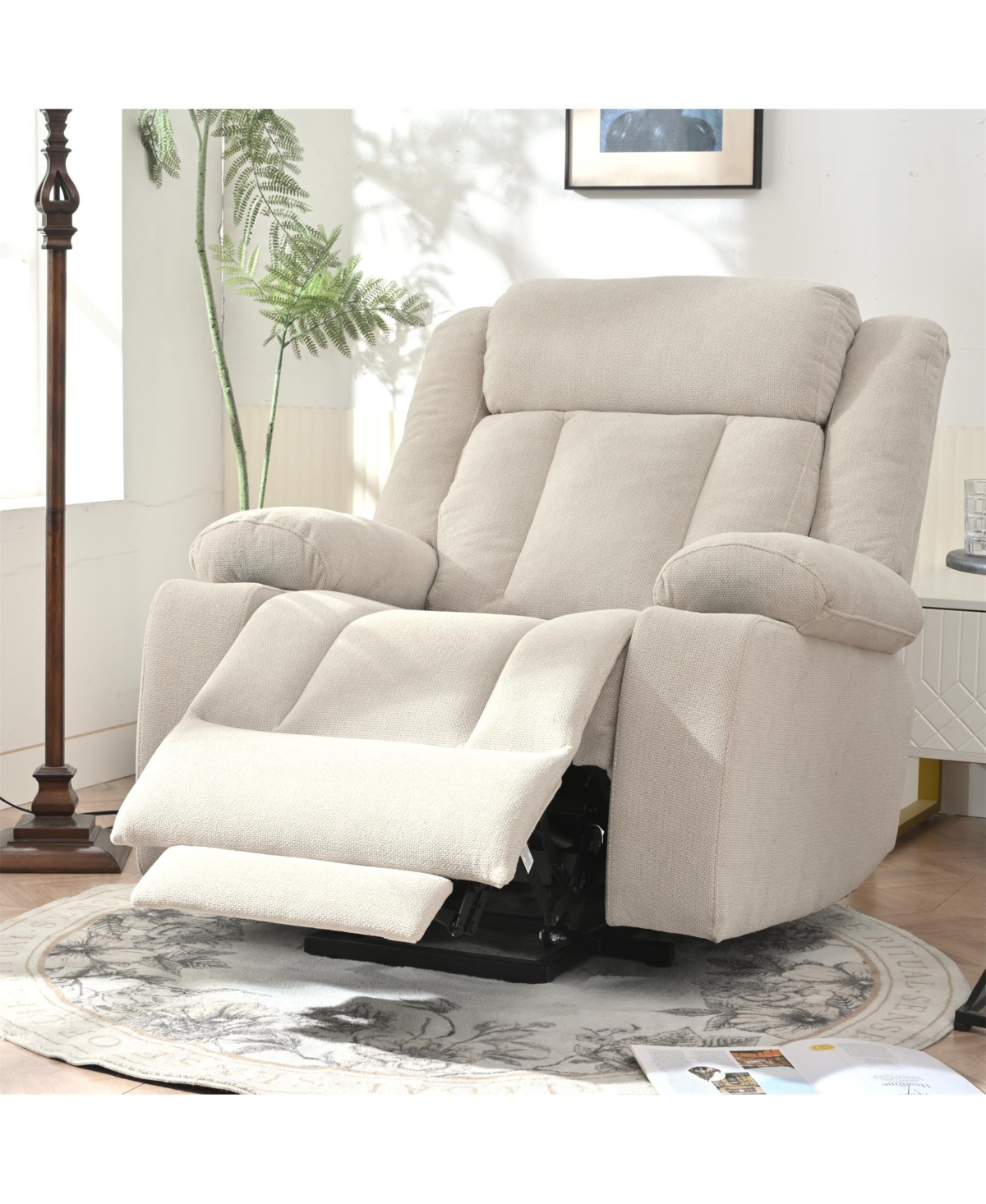 Flynama Power Lift Recliner Chair for Elderly, Fabric Lift Chairs for Living Room w/ Extended Footrest, Classic Single Sofa