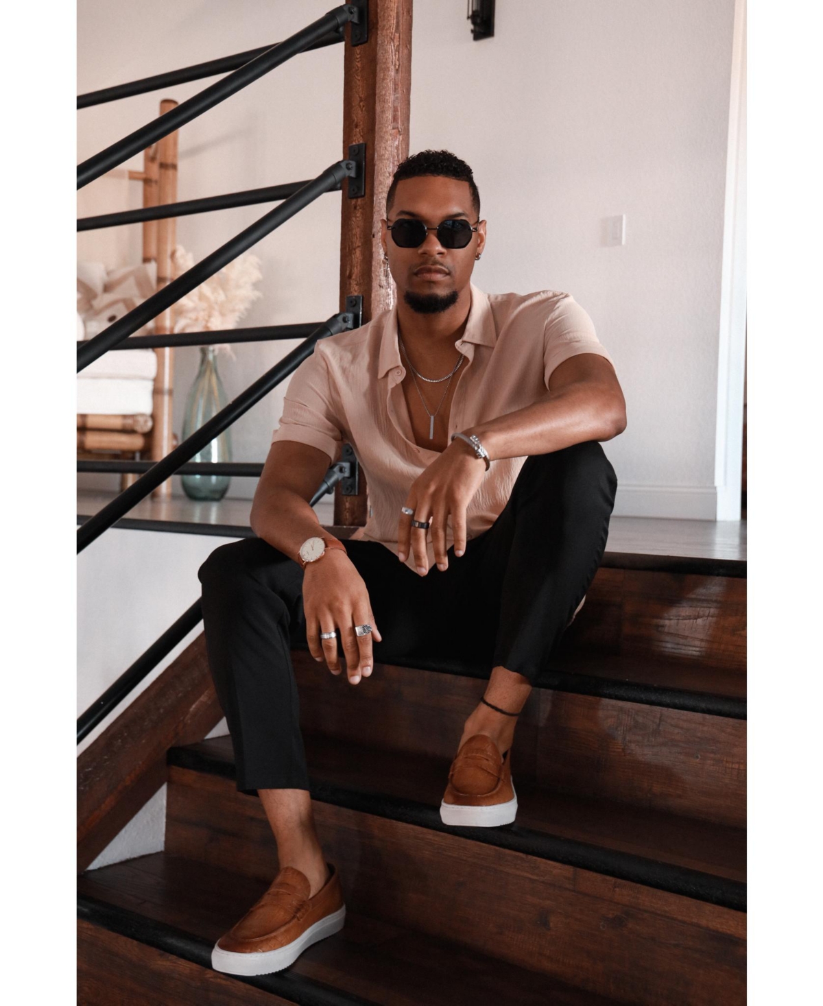 Peugeot Men's 40mm Rose-Gold Super Slim Case Leather Strap Watch