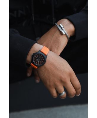 Men's 40mm Military Dial Sport Orange Canvas Strap Watch