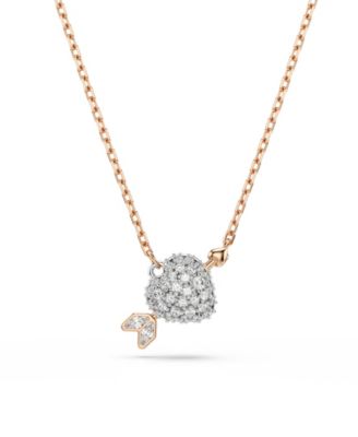 Mixed Cuts, Heart with Arrow, White, Rose Gold-Tone Plated Necklace and Earring Set