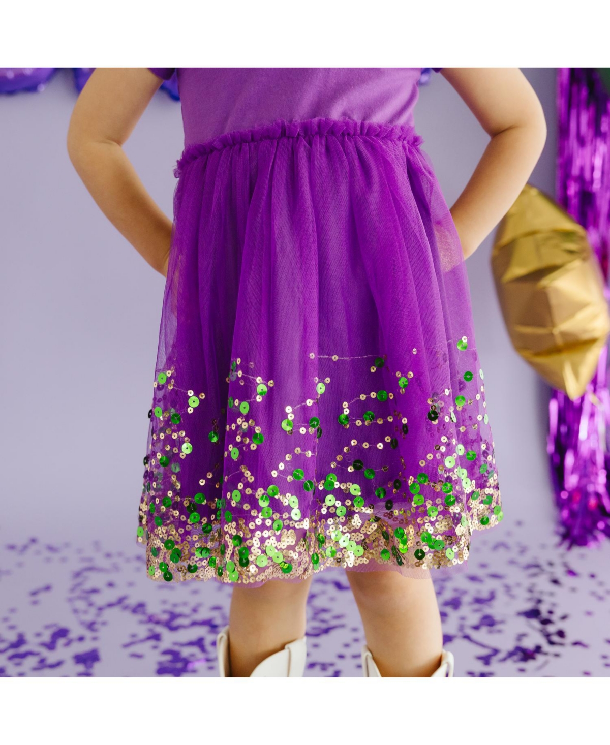 Sweet Wink Toddler Girls Mardi Gras Confetti Short Sleeve Tutu Dress