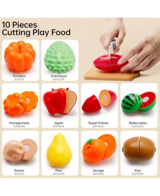 21-Piece Kids Cutting Play Food Set, Pretend Fruit & Vegetable Toy for Early Learning