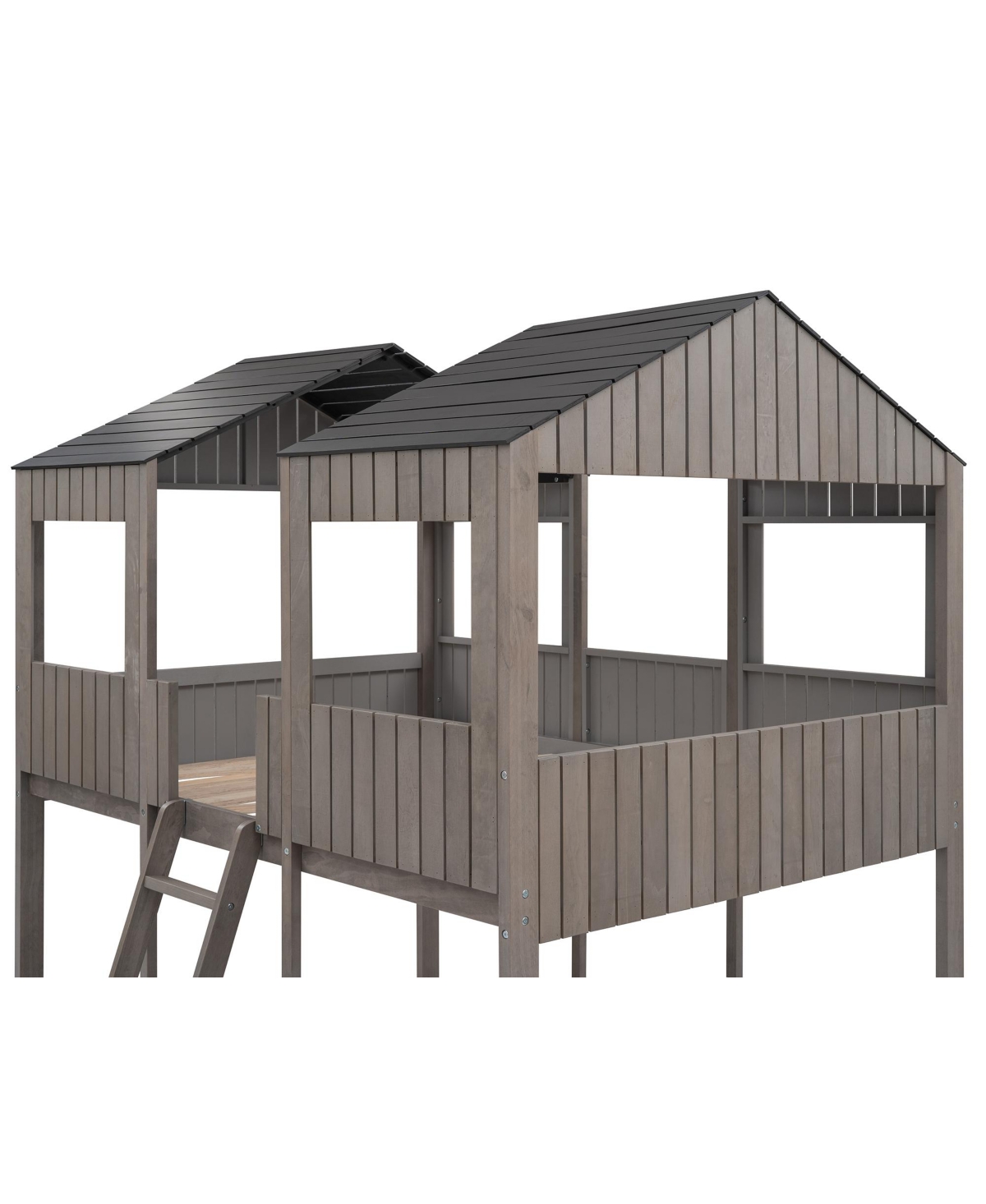 Streamdale Furniture Full Over Woodbunk Bed With Roof, Window, Guardrail, Ladder