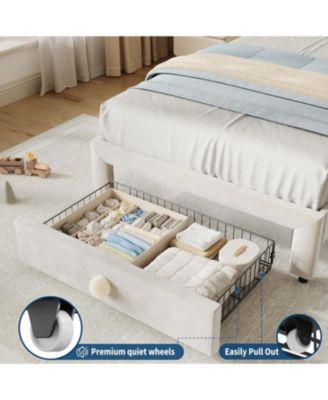 Easy Assembly Twin Size Upholstered Bed Frame Space Saving, for Living Room, Guest Room