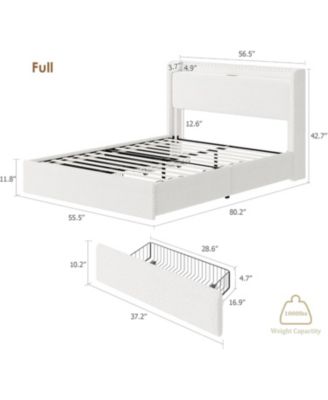 Easy Assembly Full Size Platform Bed Frame Lighted Upholstered Bed Frame Space Saving, for Living Room, Guest Room