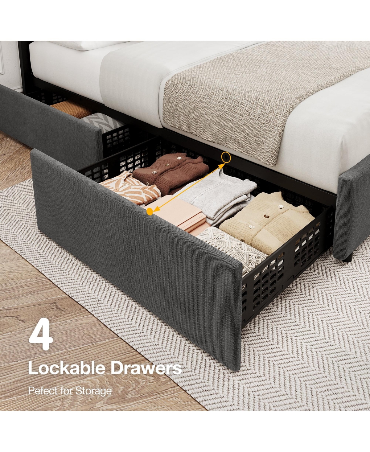 gaomon Easy Assembly Full Size Bed Frame Space Saving, for Living Room